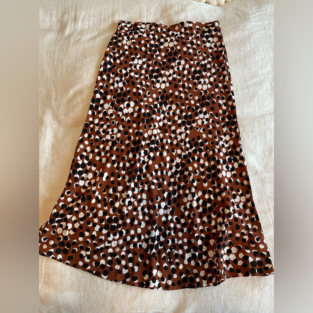 Halogen polka dot midi skirt